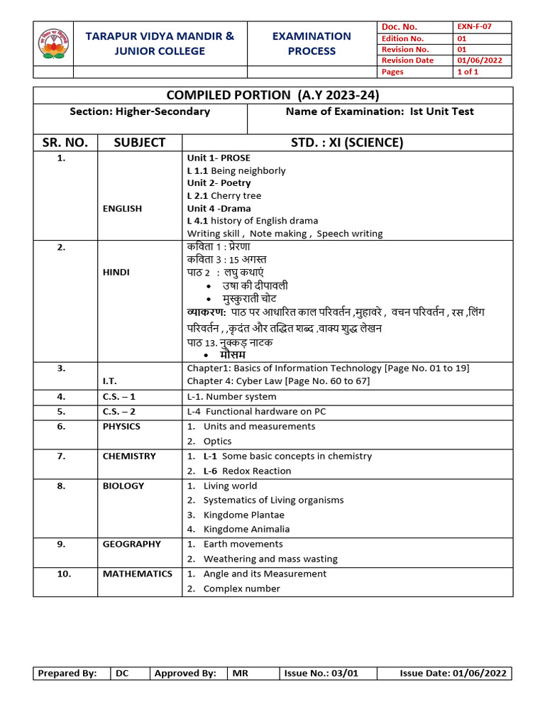 11th Grade Science Exam Guide | PDF | Science | Nature