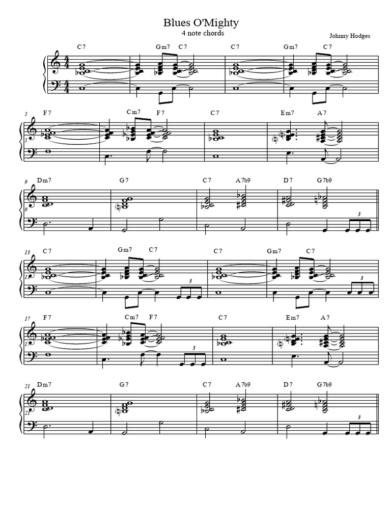 Blues O'Mighty C 4 Note Chords | PDF