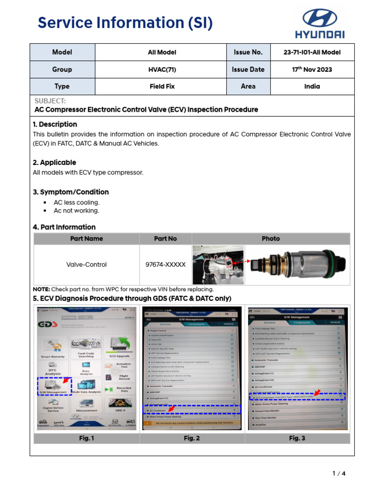 SI AC Compressor Electronic Control Valve (ECV) Checking Procedure