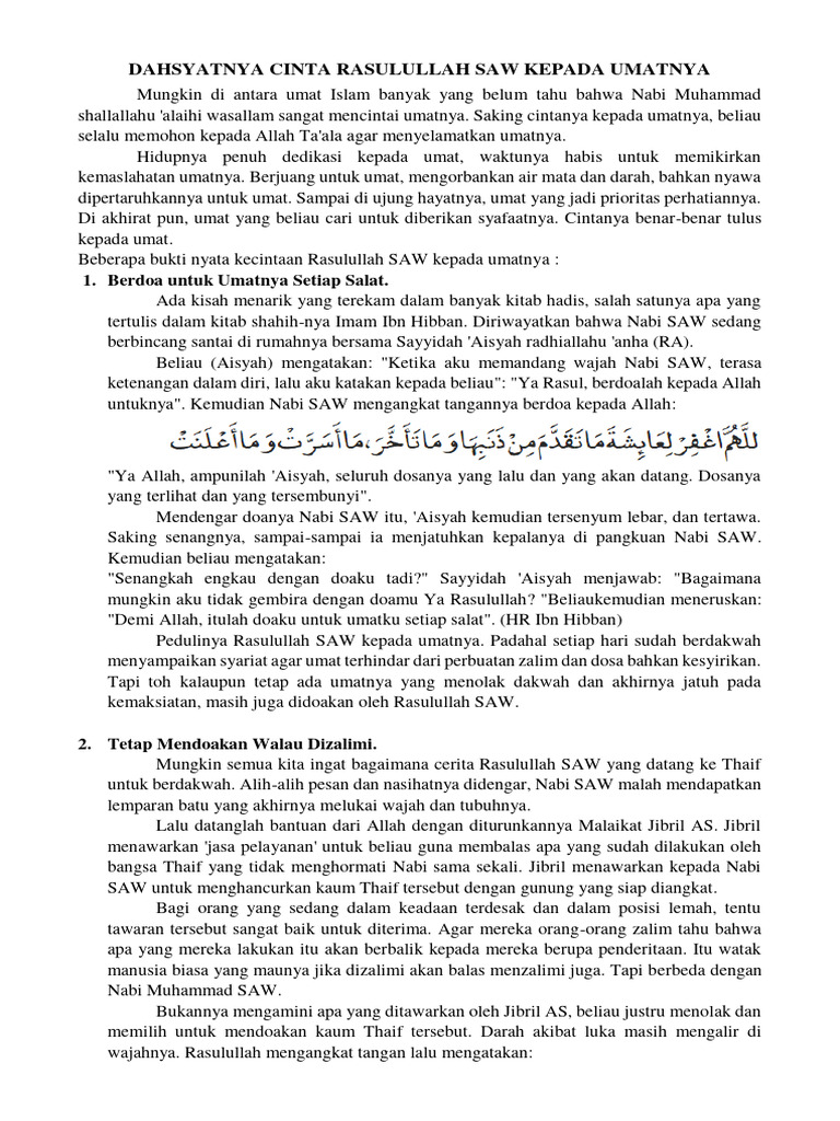 Cinta Rasulullah kepada Umatnya | PDF