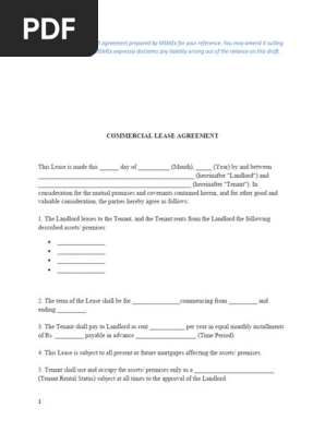 Agreement - Commercial Lease format
