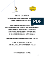 Teks Ucapan YB TMKR Penyerahan SK Mandalipau Papar 14102018