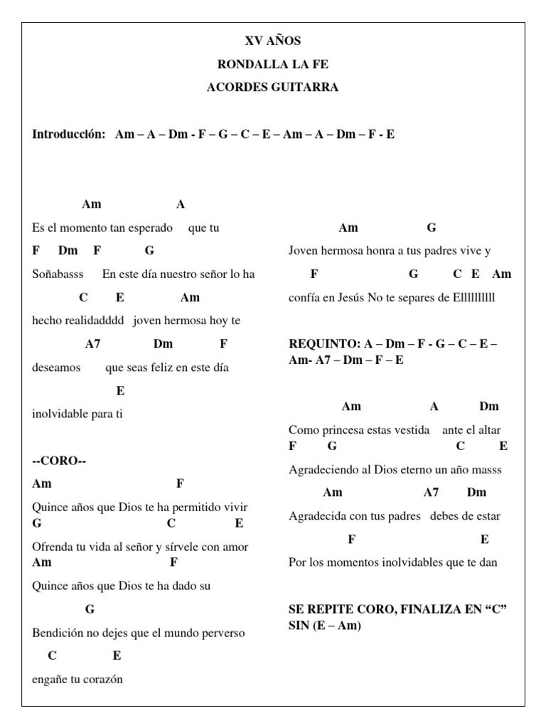 XV Años Rondalla La Fe PDF
