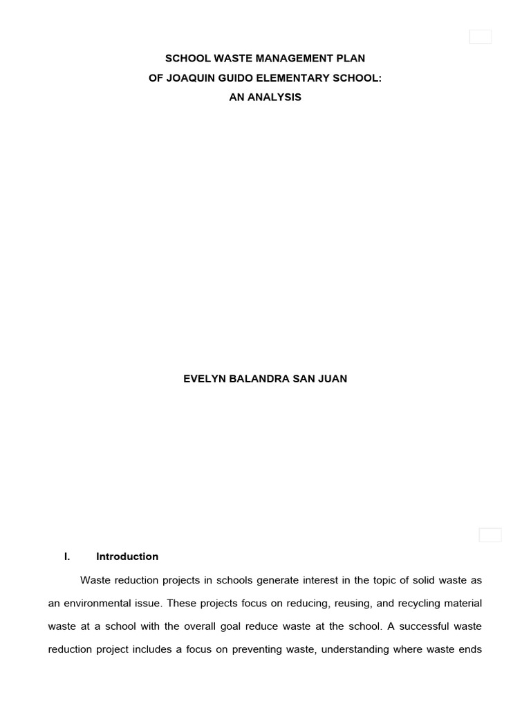 Project SWMP OF JGES - School Waste Management Plan Research | PDF ...