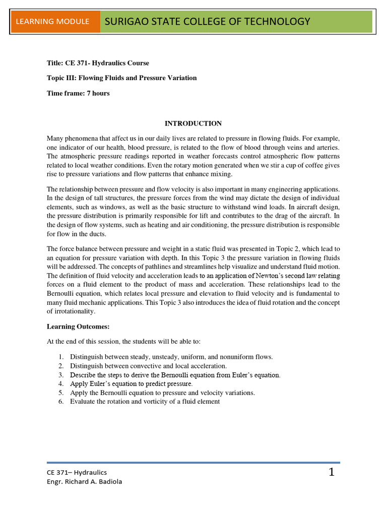 Fluid Flow and Pressure Dynamics | PDF | Science & Mathematics ...