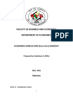 Faculty of Business and Economics Department of Economics: Economics Agriculture (Econ 4111) Handout
