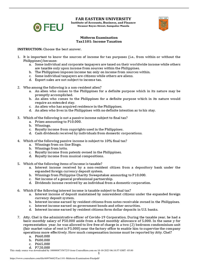 nasa-coursehero-exam-ng-FEU | PDF | Trust Law | Employee Benefits