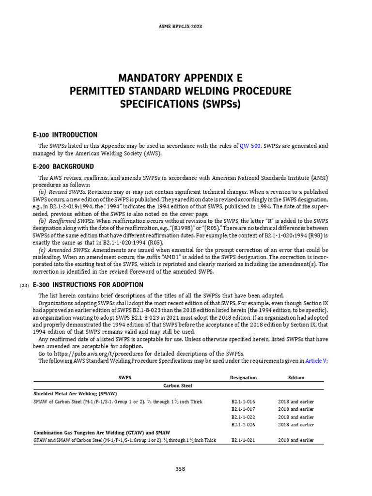 Mandatory appendix e asme bpvc sec ix 2023 pdf steel welding