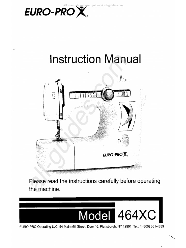 EuroPro 464XC Sewing Machine Instruction Manual PDF