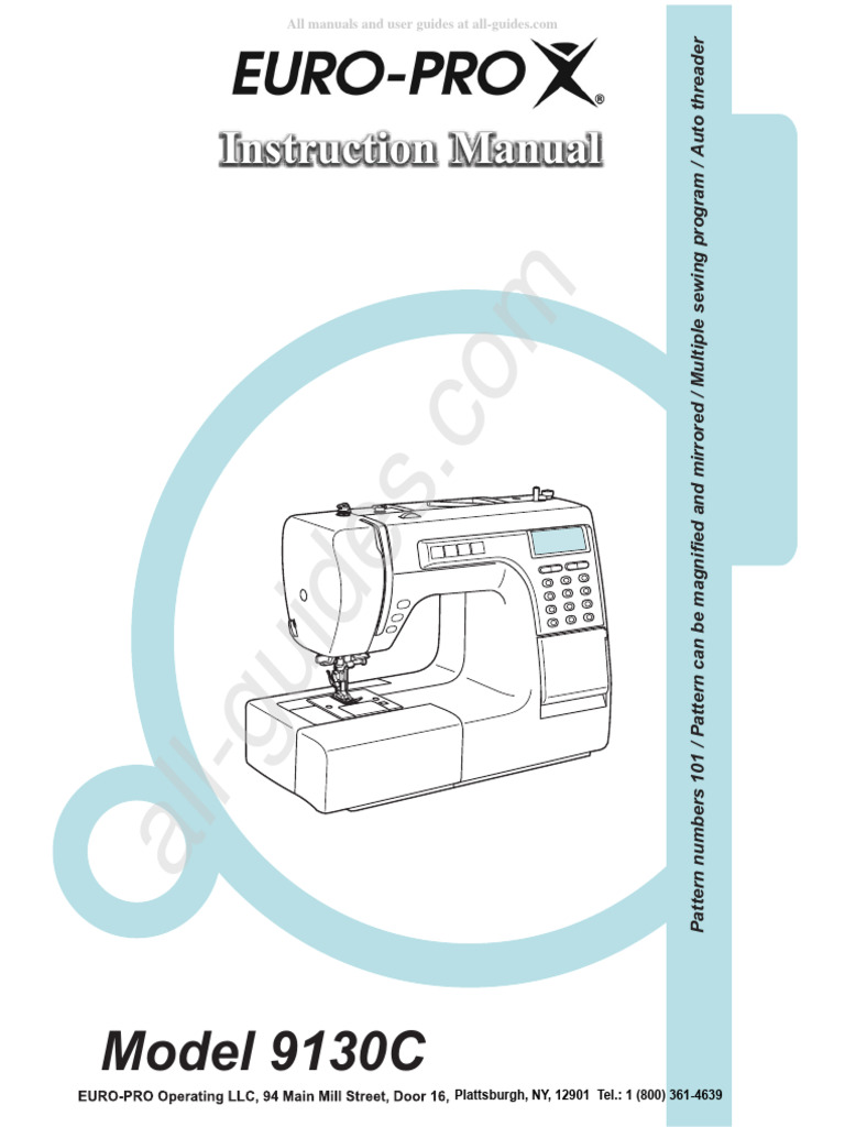 EuroPro 9130C Sewing Machine Instruction Manual PDF