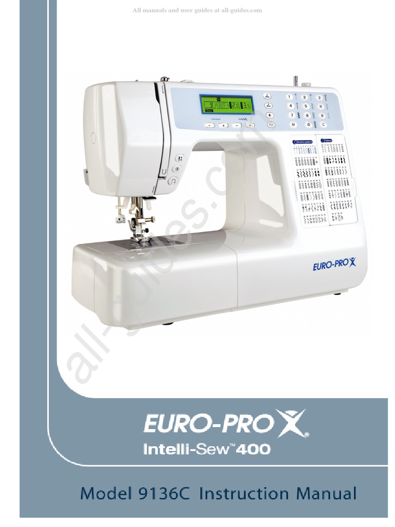EuroPro Intelli Sew 9136C Sewing Machine Instruction Manual PDF
