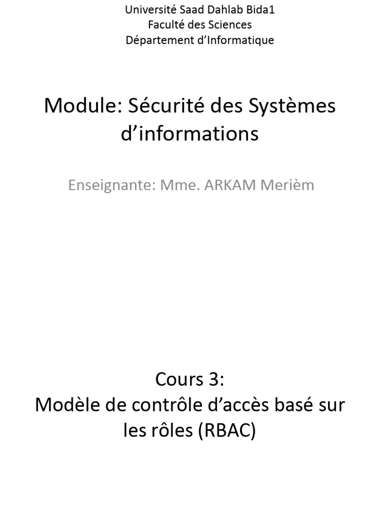 Modèle RBAC en Sécurité Informatique | PDF | Informatique | Informatique