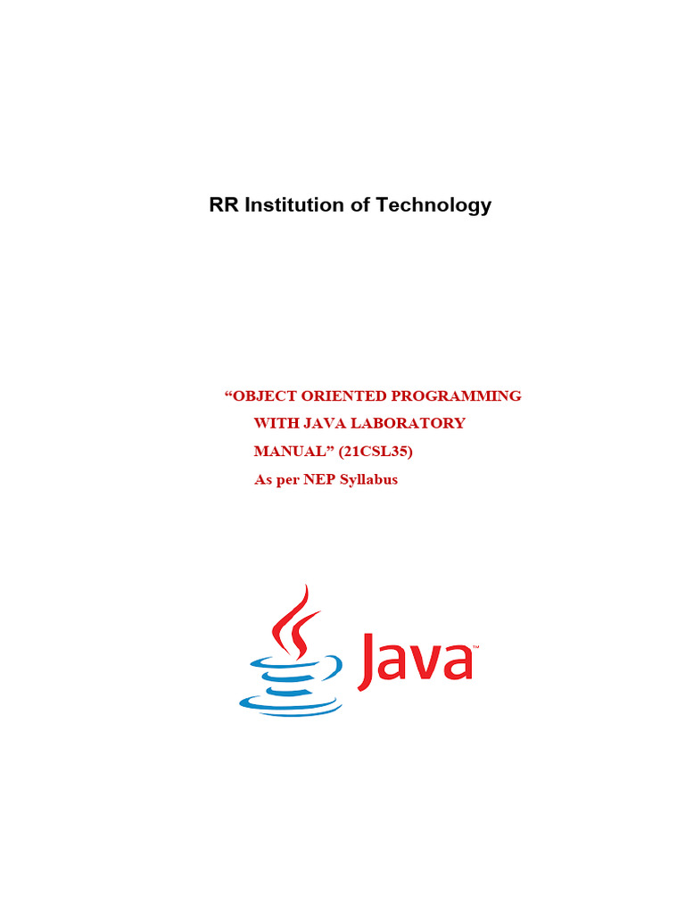 Java OOP Laboratory Manual Guide | PDF | Computer Program | Programming