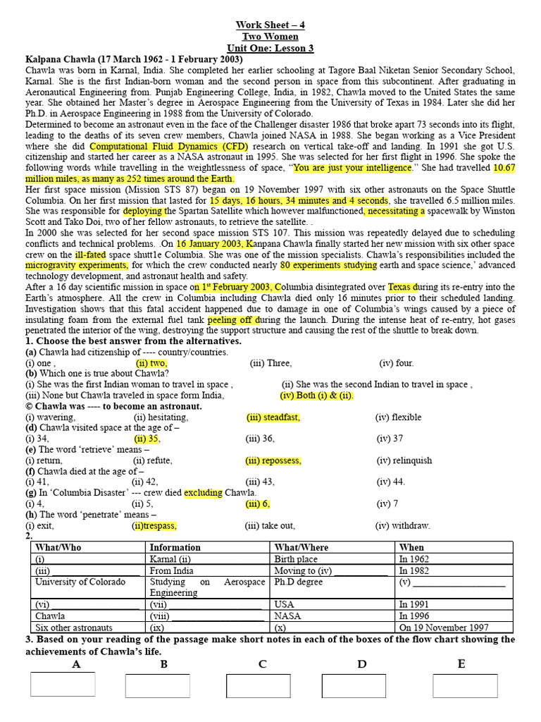 Work Sheet 4 | PDF
