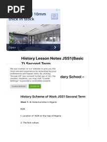 History Lesson Notes JSS1 (Basic 7) Second Term