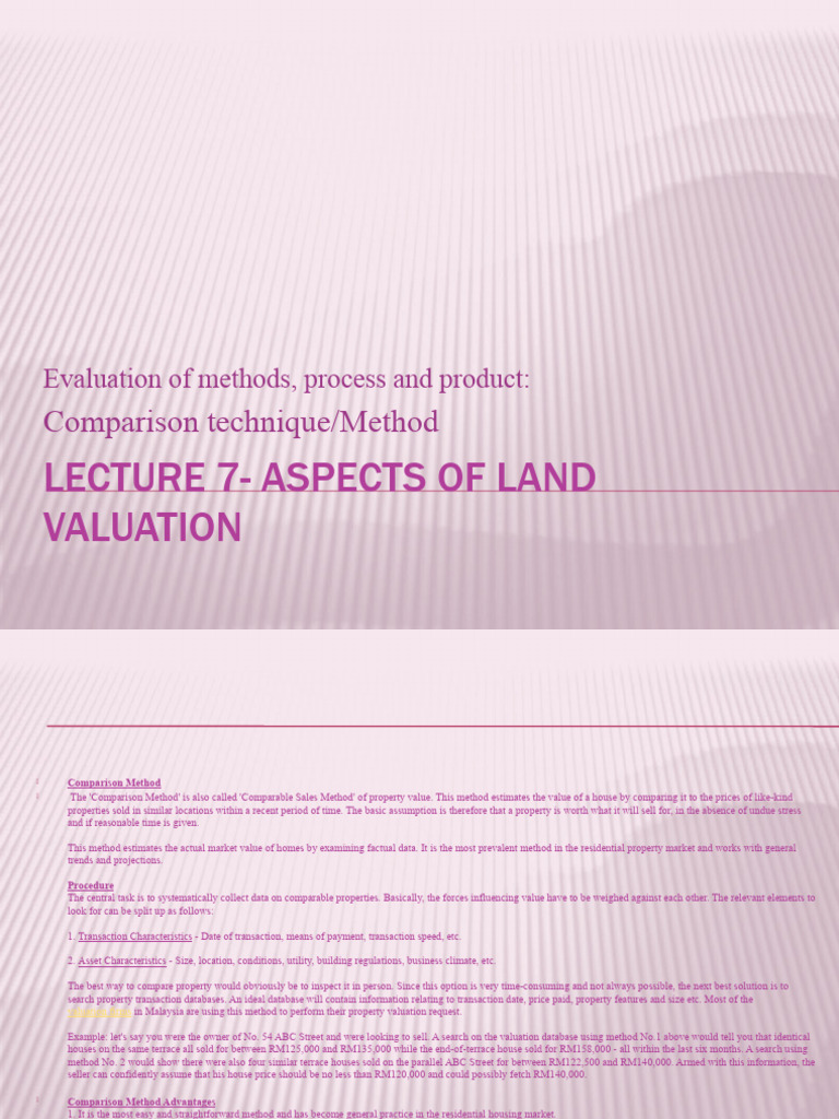 Lecture Method PDF Real Estate Appraisal Valuation