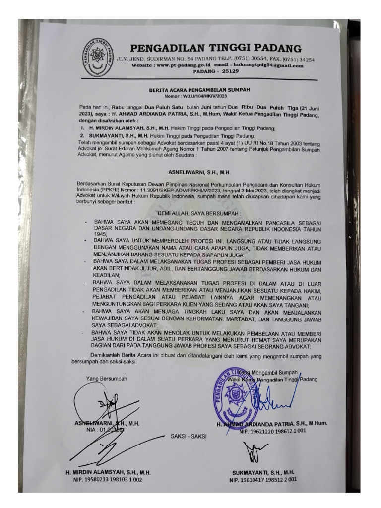 Sumpah dalam Persidangan