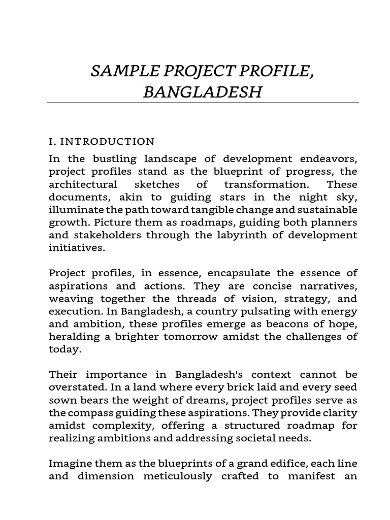 Bangladesh Project Profile Overview | PDF | Sustainability | Bangladesh