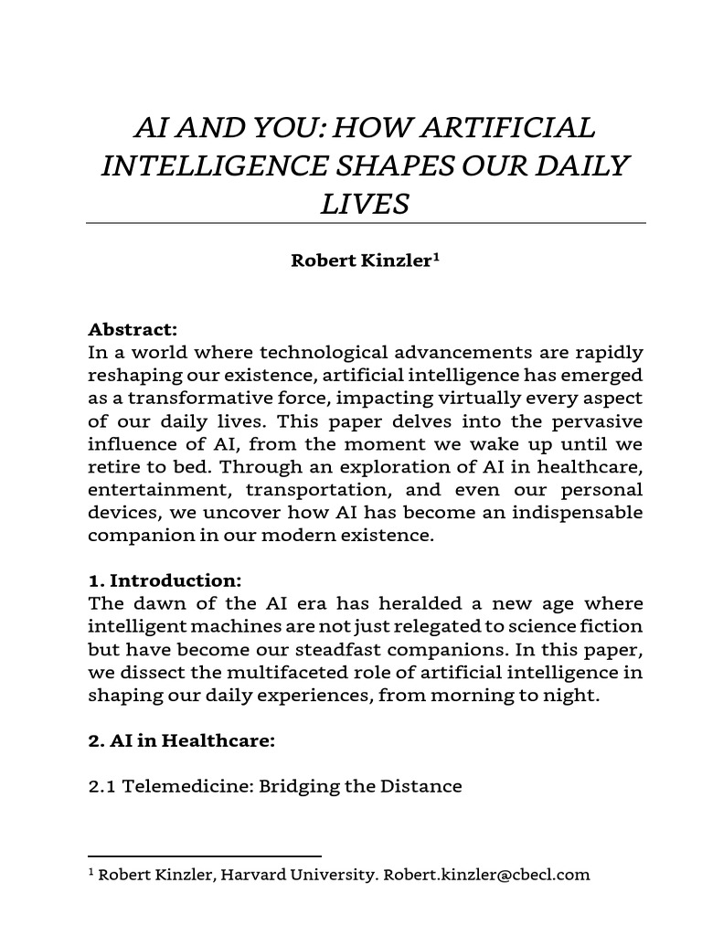 AI and You - How Artificial Intelligence Shapes Our Daily Lives | PDF