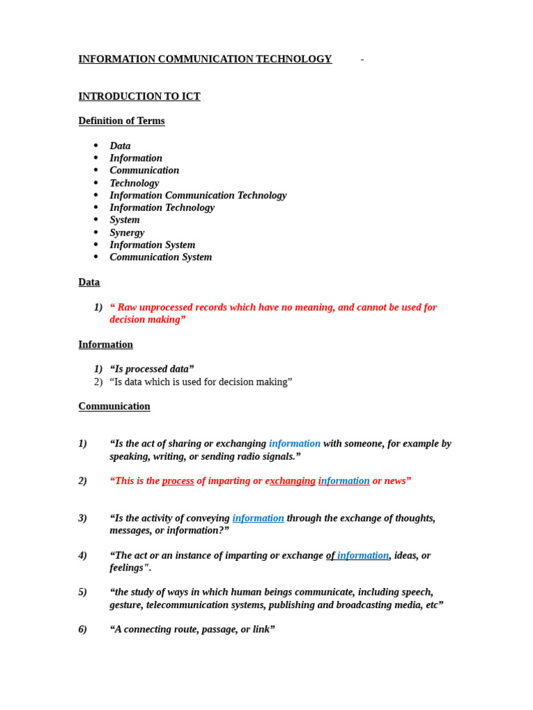 Ict Notes Revised 2 | PDF | Information System | Laptop