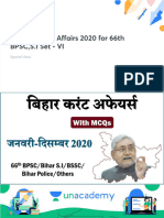Bihar Current Affairs 2020 For 66th BPSCSI Set VI With Anno