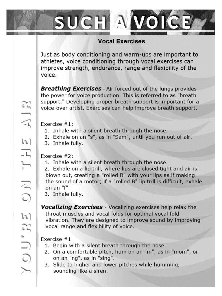 Vocal Exercises for Voice Acting Beginners | PDF | Human Voice | Breathing