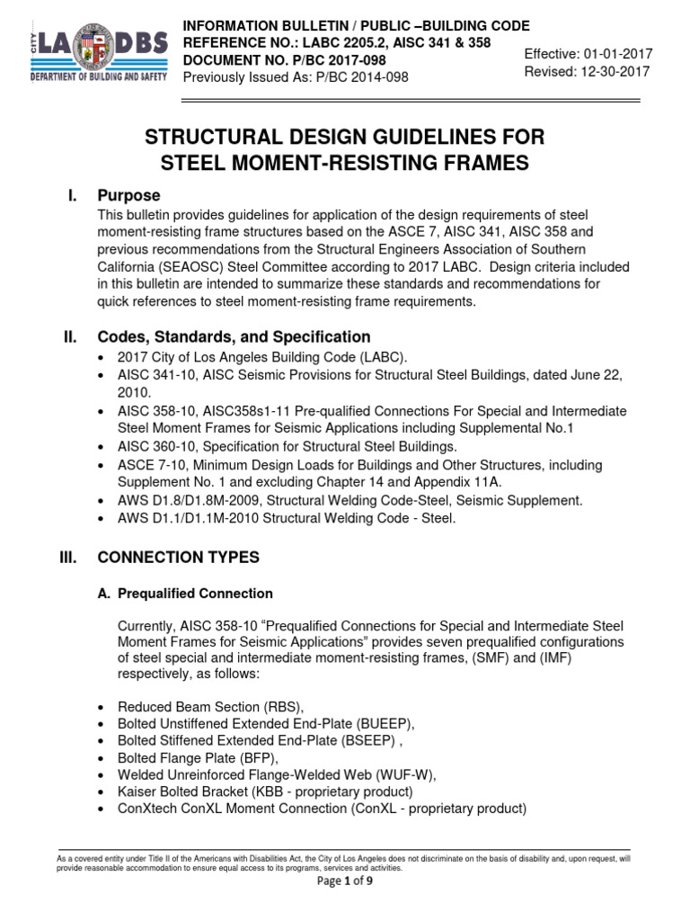 Structural design guidelines for steel moment resisting frames ib p