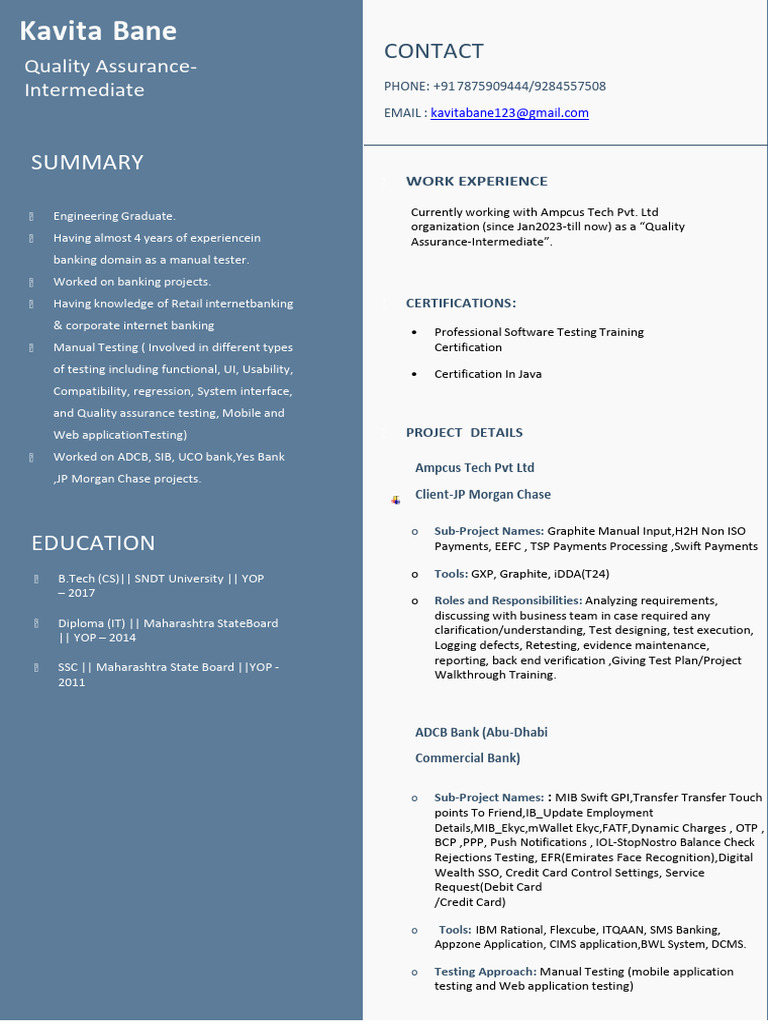 KavitaBane Resume | PDF