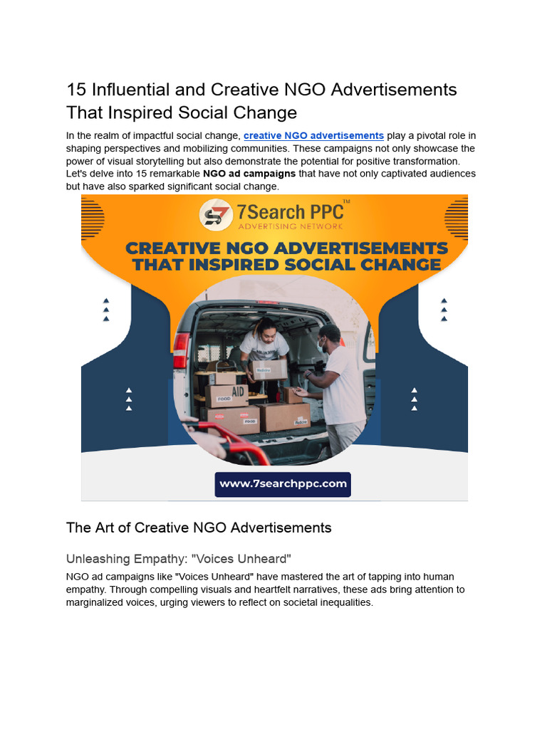 Influential NGO Advertisements for Change | PDF
