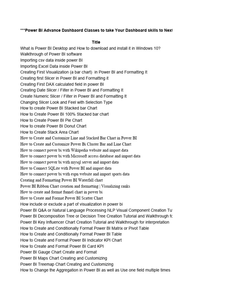 Power BI Tutorials - DST | PDF