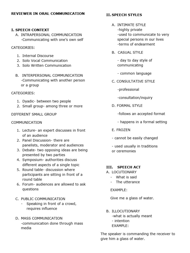 Reviewer in Oral Communication 2nd | PDF | Communication | Human ...