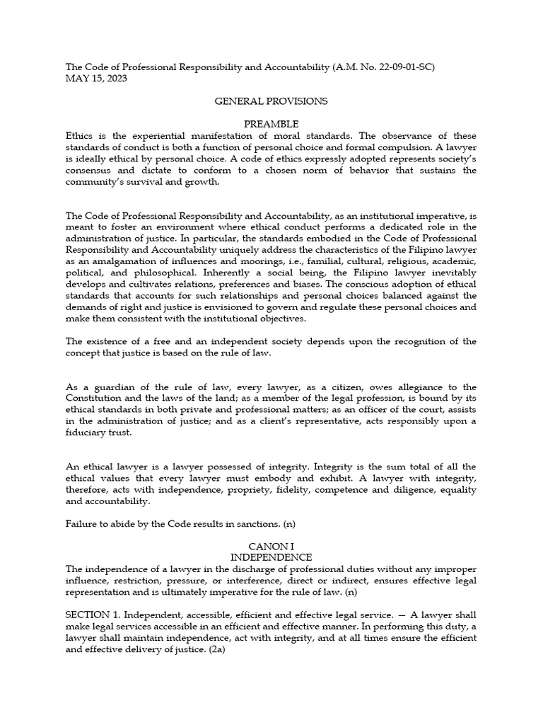 The Code of Professional Responsibility and Accountability PDF