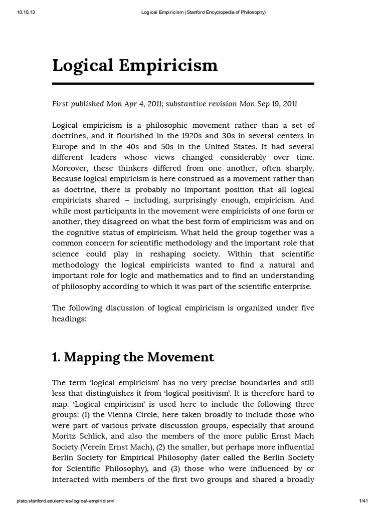 2011 Logical Empiricism Pdf