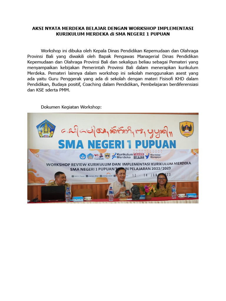 Aksi Nyata IMPLEMENTASI KURIKULUM MERDEKA | PDF