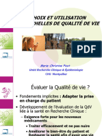 Choix Et Utilisation Des Echelles de Qualité de Vie: Marie-Christine Picot