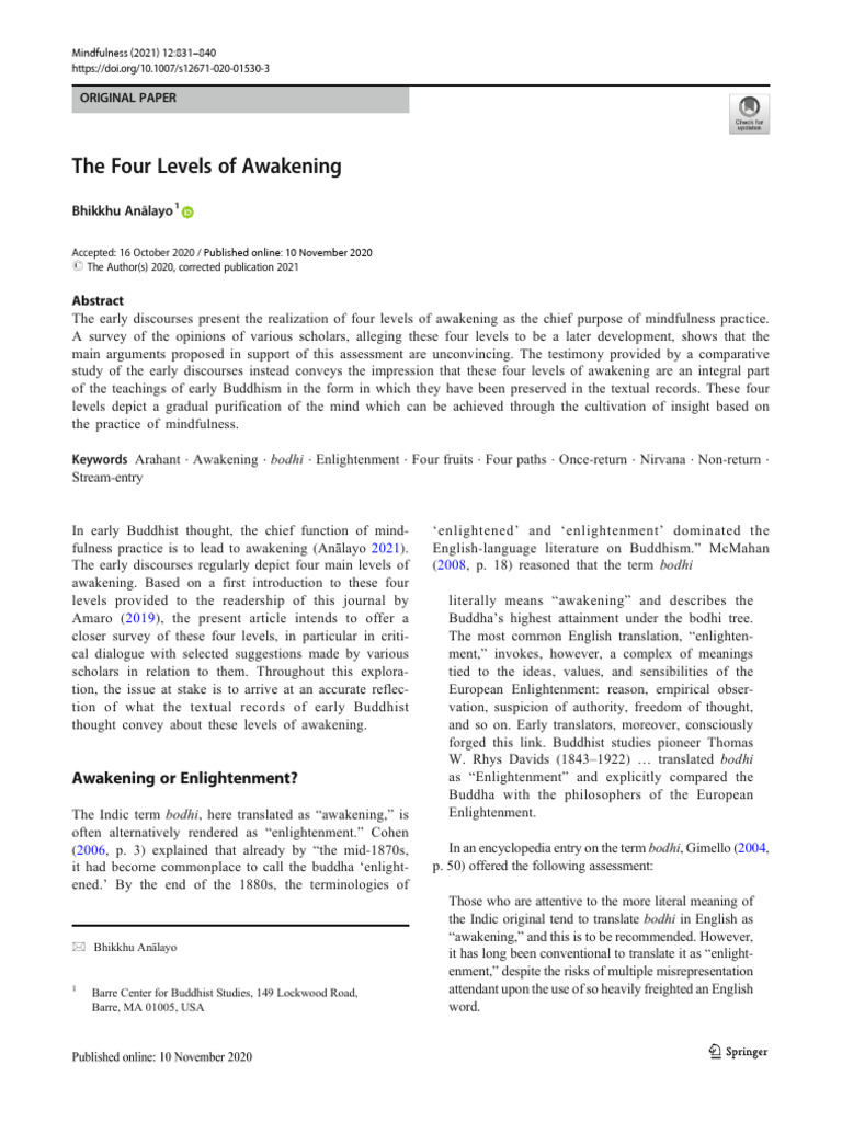 Four Levels of Awakening in Buddhism | PDF | Enlightenment In Buddhism ...