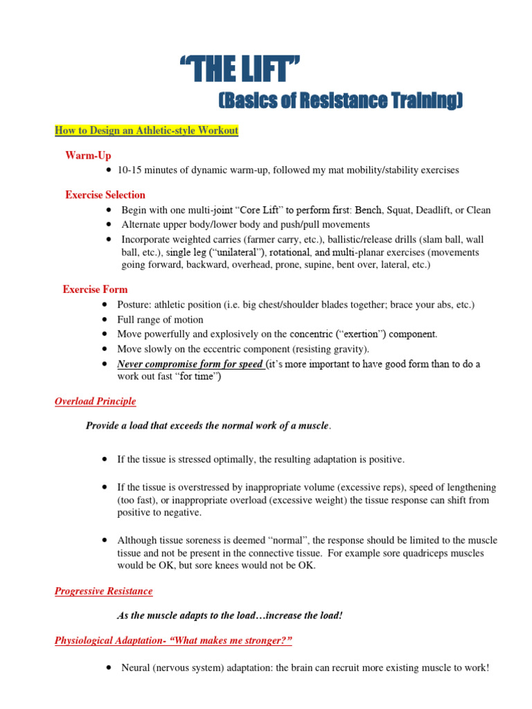 The Lift Basiscs Of Resistance Training Pdf Weight Training
