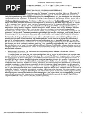 Confidentiality and Non-disclosure Agreement