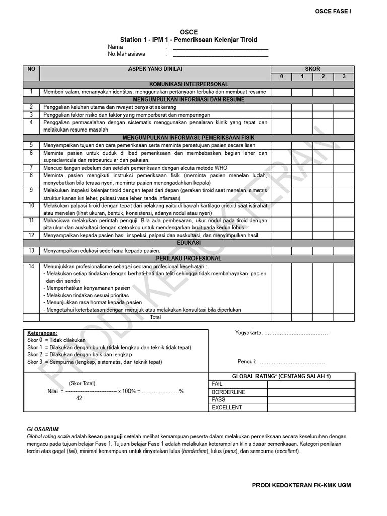 Checklist osce fase 1 station 1c kelenjar tiroid pdf