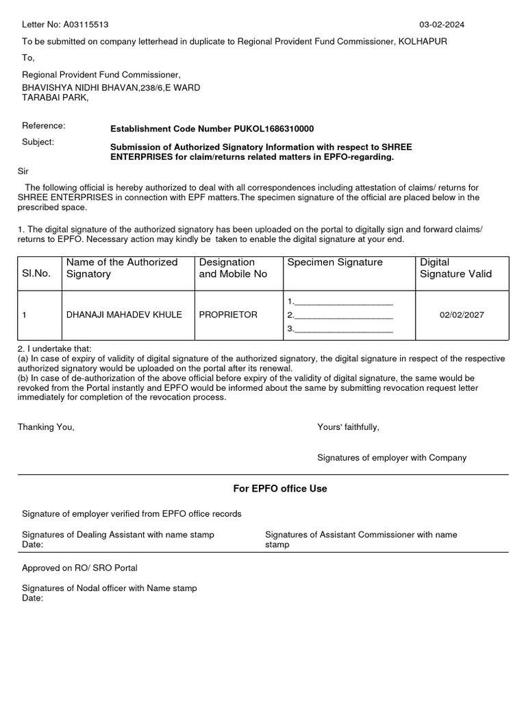 Request letter for dsc approval 2024 pdf government public key