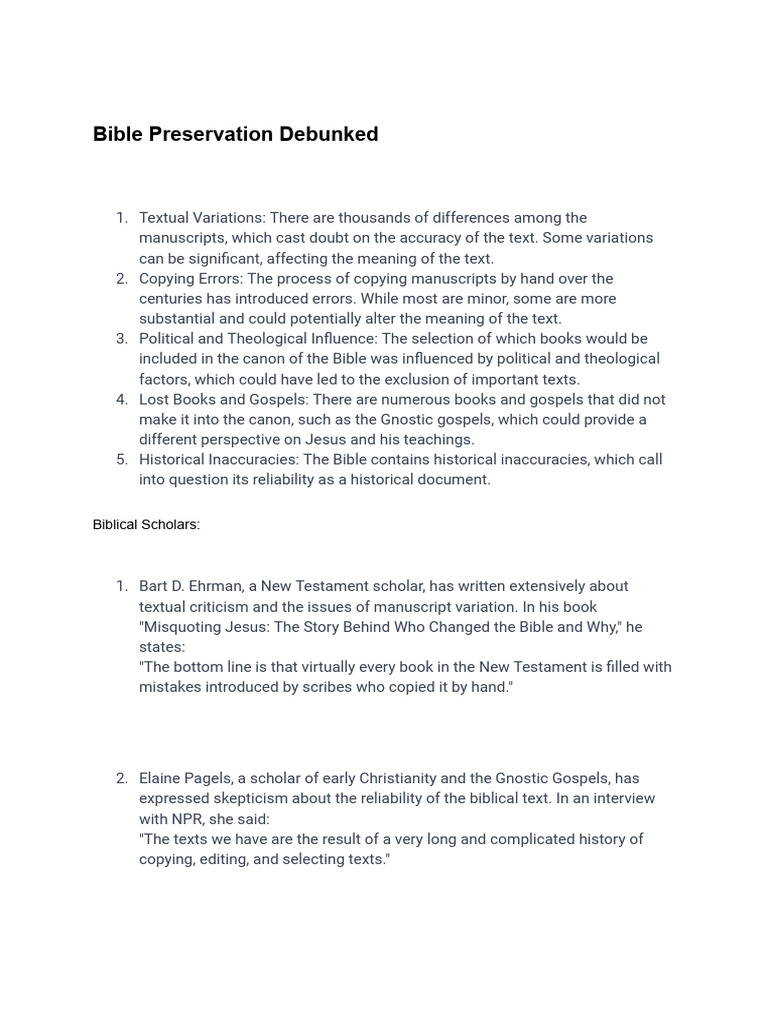 Bible Preservation Debunked | PDF | New Testament | Bible