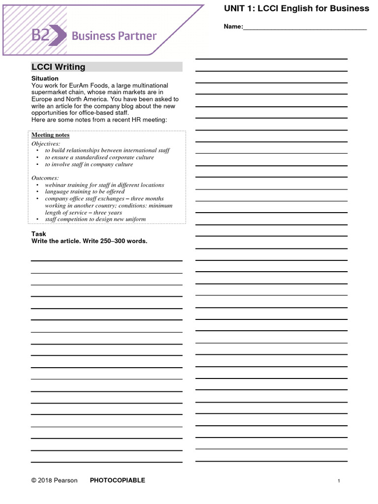BP B2 Tests Unit1 LCCI | PDF