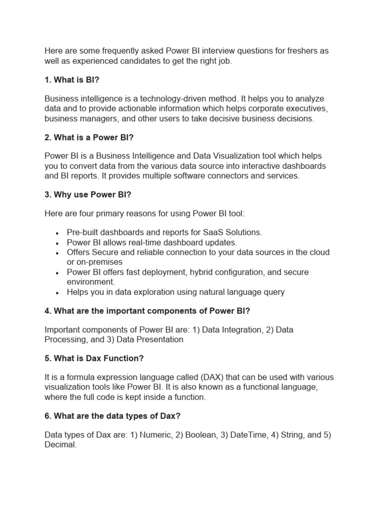 Power BI Interview Prep Guide | PDF