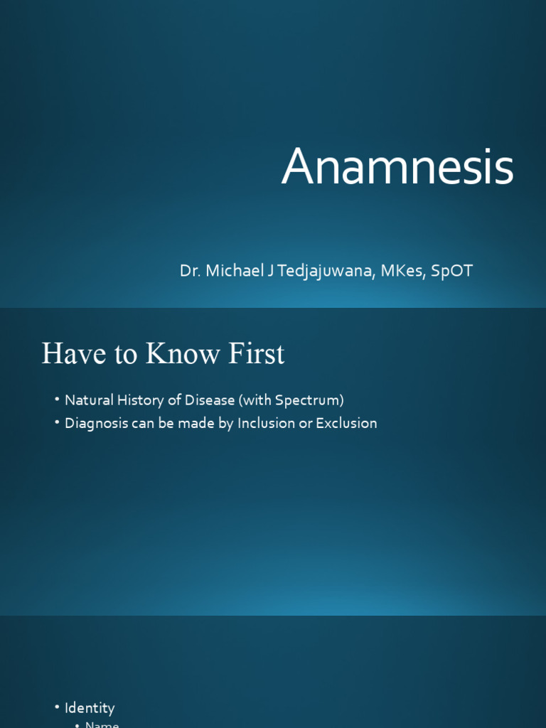 Anamnesis Mnemonics for Diagnosis | PDF | Public Health | Diseases And ...