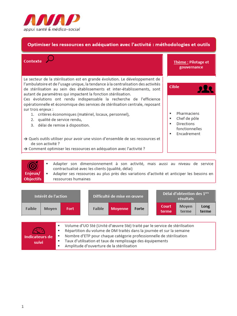 Optimisation des ressources en stérilisation | PDF | Gestion des ...
