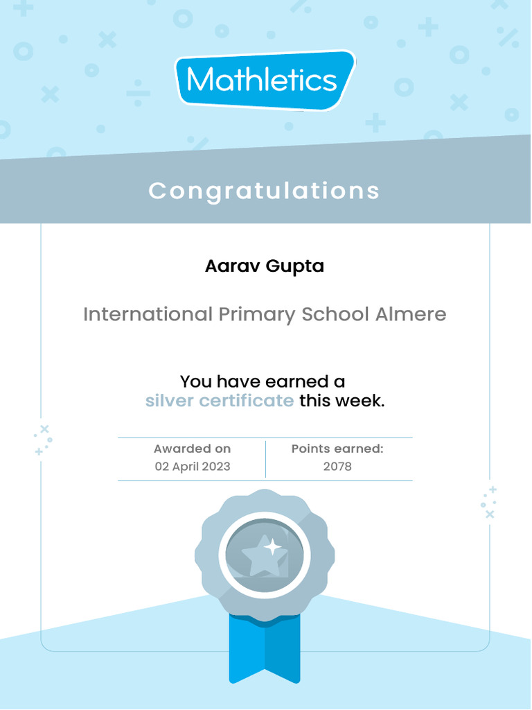 Certificate-Mathletics | PDF