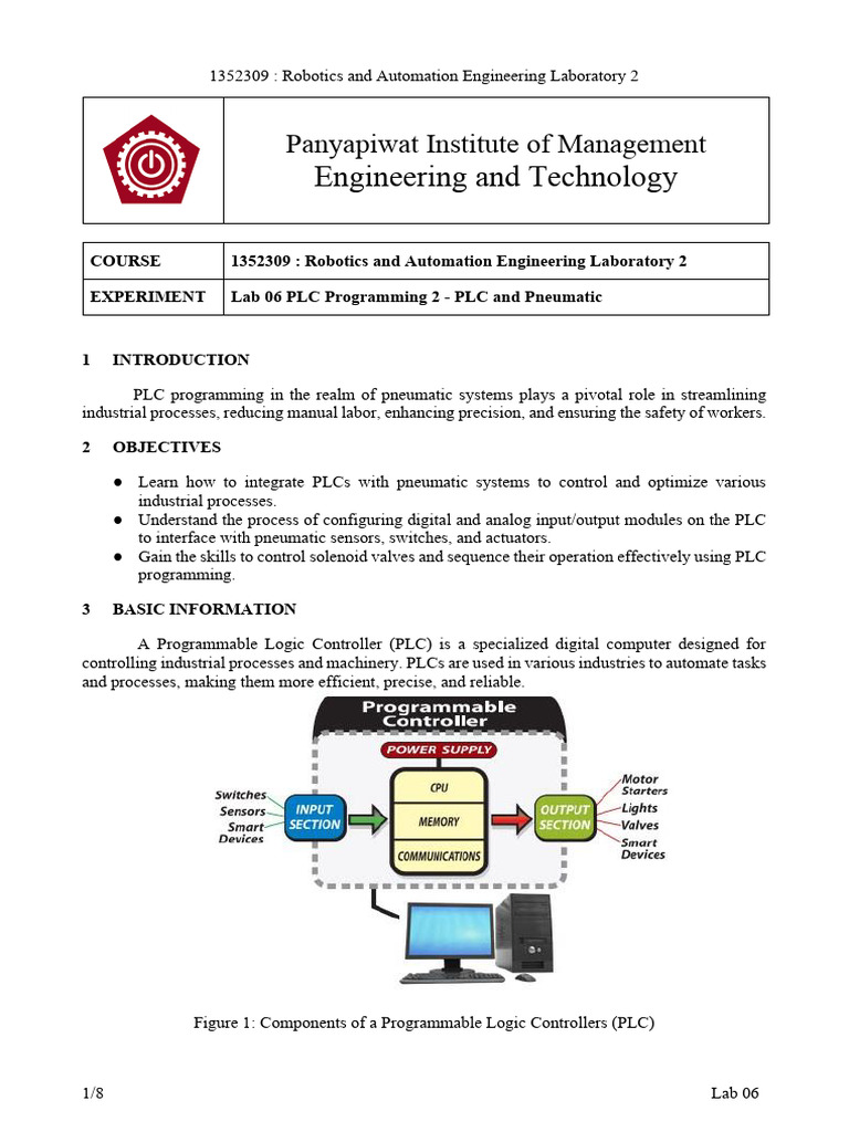 Lab 06 PLC Programming 2 - PLC and Pneumatic | PDF