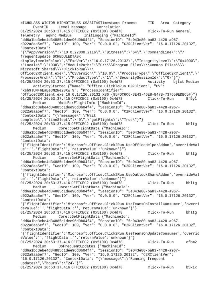 Office Click-To-Run Telemetry Log | PDF | Operating System Families ...