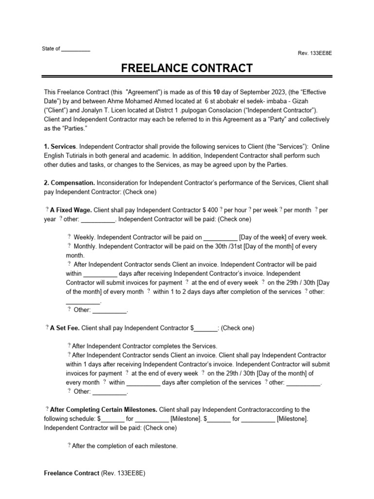 Freelance Contract | PDF | Indemnity | Legal Remedy
