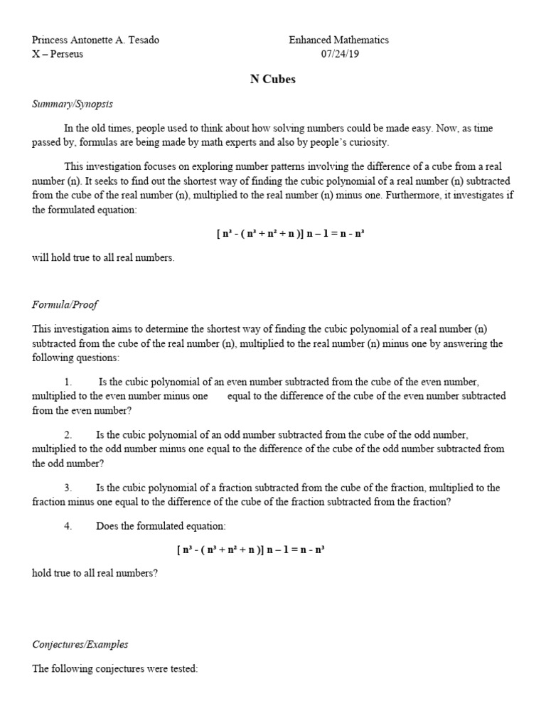 Exploring Cubic Polynomial Patterns | PDF | Numbers | Polynomial